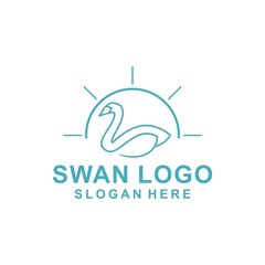 Abstract line bird wing leaf logo design. Swan spa start vector logotype
