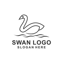 Abstract line bird wing leaf logo design. Swan spa start vector logotype