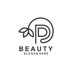 letter r beauty logo template tree leaf