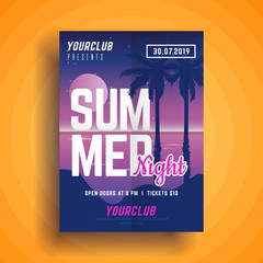 Summer party poster.Summer festival vertical flyer template