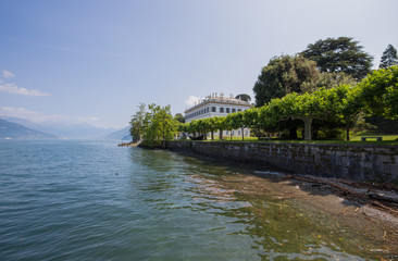 BELLAGIO, ITALY, JUNE 19, 2019 - View of Villa Melzi and the Gardens in the village of Bellagio on Como lake, Italy