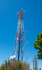 cell telephone tower in the blue sky