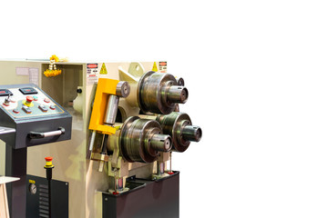 High technology and precision semi automatic pipe or tube bending machine for manufacturing process in industrial isolated on white background with clipping path