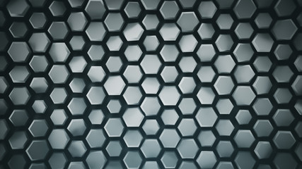 Geometric grey background with hexagons abstract 3D render