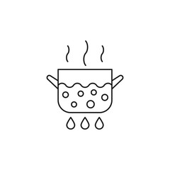 Boiling pan on fire vector icon outline style