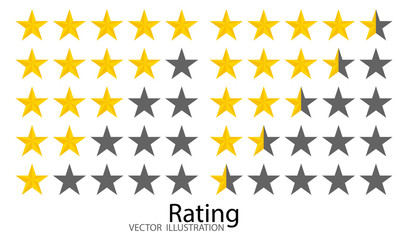 Star icon. Five stars customer product rating review. Rank rating stars feedback. Vector