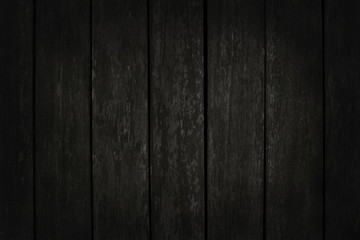 Black wooden wall background, texture of dark bark wood with old natural pattern for design art work, top view of grain timber.