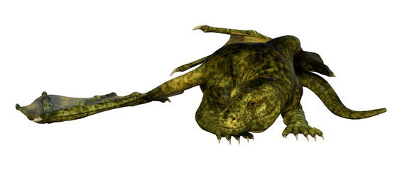 3D Rendering Fairy Tale Dragon on White