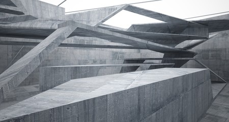 Fototapeta premium Abstract white and concrete interior. 3D illustration and rendering.