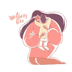 African American mother hugs son. Mother's love. Hand drawn style vector design illustrations.