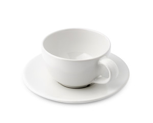 empty white coffee cup or tea cup top view on white background. with clipping path.