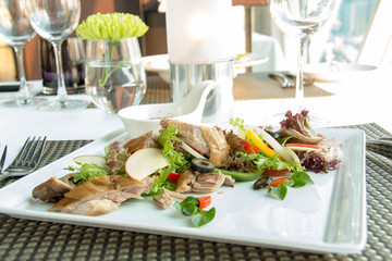 grilled chicken salad with sauce background