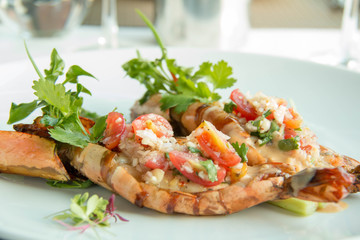  delicious grilled tiger prawn with sauce