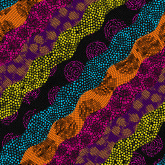 Mosaic art pattern of rectangles of different tile textures.