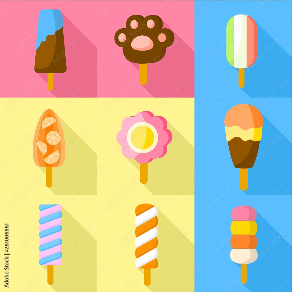 Aufkleber ice cream icon set. flat set of 9 ice cream vector icons for web design isolated on white background