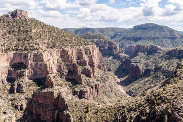 The Becker Butte and the salt river, near Whiteriver Arizona, on a summer afternoon.