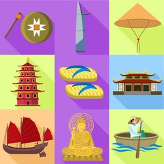 Fototapeta na wymiar Vietnam icon set. Flat set of 9 vietnam vector icons for web design isolated on white background