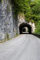 The old road and the gorge of Cellina valley in Italy