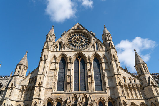 York Minster's Rose Window in the South Transept of the building commemorates the end of the War of the Roses in 1486, York, Yorkshire