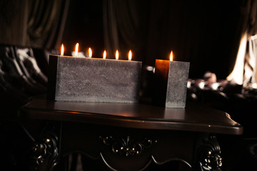 large candles in a beautiful interior