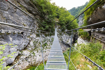 The old road and the gorge of Cellina valley in Italy