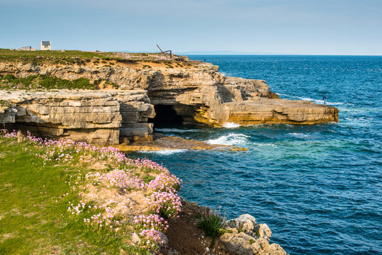 Jurassic oolitic limestone cliffs at Portland Bill in Dorset, Dorset