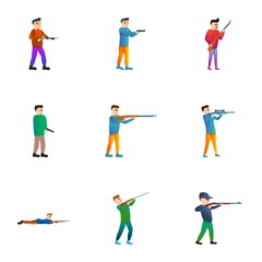 Fototapeta na wymiar Shooter icon set. Cartoon set of 9 shooter vector icons for web design isolated on white background