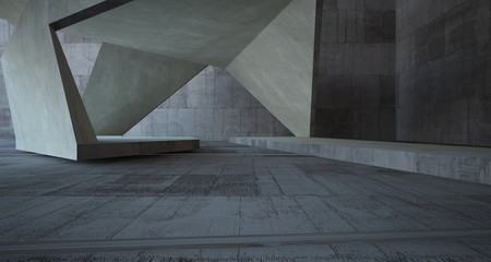 Abstract white and concrete interior. 3D illustration and rendering.