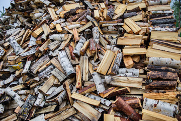 Pile of chopped fire wood.