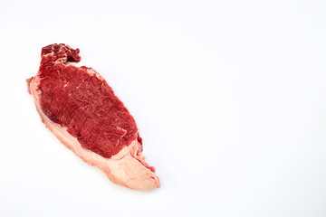 Fresh raw beef steak on white background