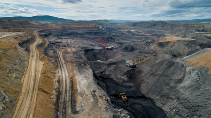 coal mining open pit mine aerial black