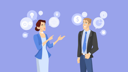 Business dialog between two person in suit. Discussion