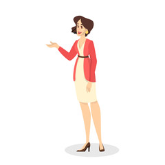 Beautiful woman in dress standing and smiling