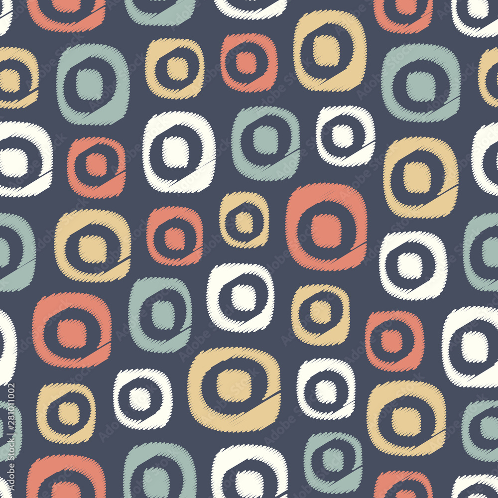 Fototapete seamless abstract pattern in scribble style with the image of oval geometric shapes.