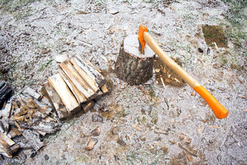 ax stuck in the stump
