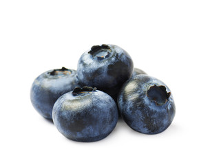 Fresh organic blueberries on a white background. 