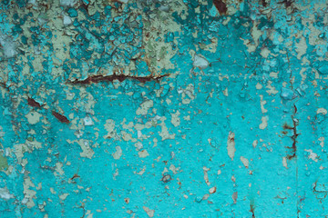 Blue distressed paint and rusted metal texture