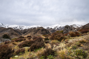 Mountain Landscape, Nature Background, Snowy Peaks High Altitude Mountains