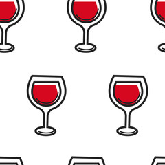 Wine in glass alcohol drink seamless pattern winery
