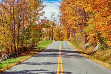 Highway at autumn day in Vermont, USA.
