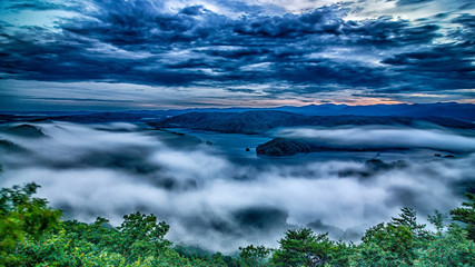 sunset over lake jcassee from jumping off rock overlook