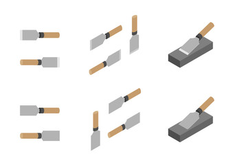 Japanese leather knives, whetstone and sharpener 3D isometric, Sharpen knife concept poster and banner vertical design illustration isolated on white background with copy space, vector eps 10