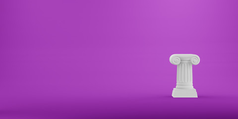 Abstract podium column on the fuchsia background. The victory pedestal is a minimalist concept. Free space for text. 3D rendering.