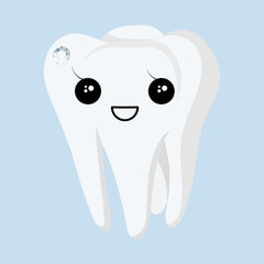 Tooth with skyce on a blue background. Vector illustration. - 281015023