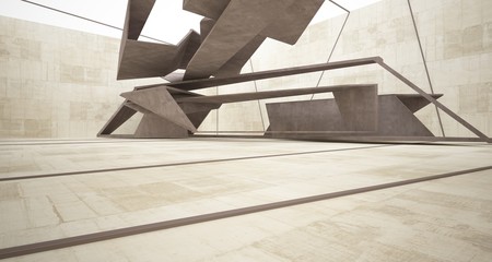 Abstract white and concrete interior. 3D illustration and rendering.