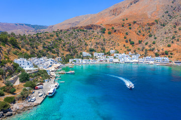 Greek village of Loutro, Chania, Crete, Greece.