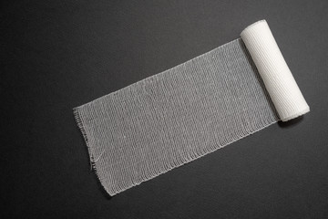medical bandage isolated on black background