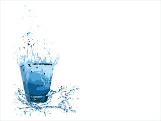 glass of water with splash isolated on white background