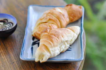 croissant and almond croissant