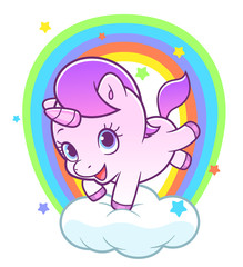 Cute unicorn and rainbow